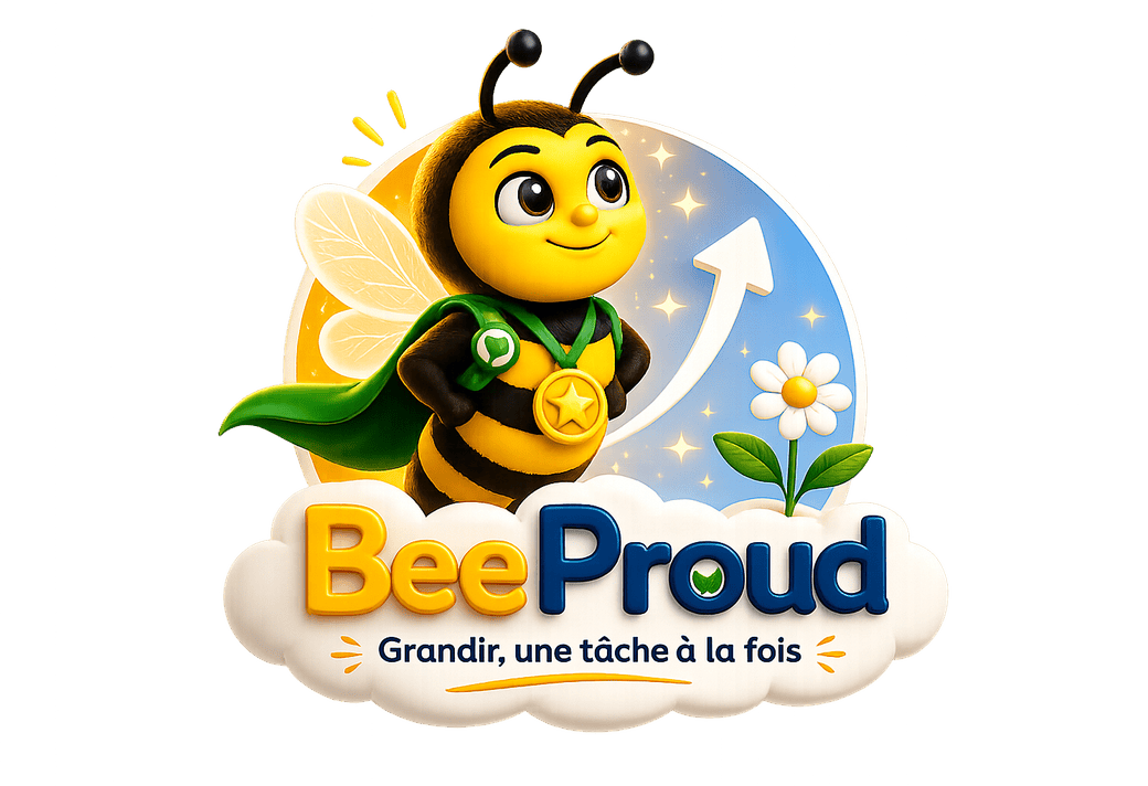 BeeProud — mascotte abeille fière avec sa médaille